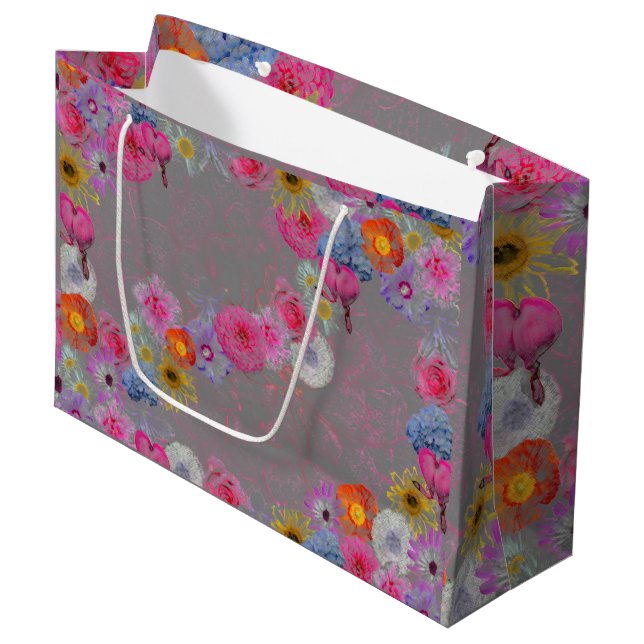 Sacola Para Presentes Grande Mixed flowers in modern art (Frente inclinada)