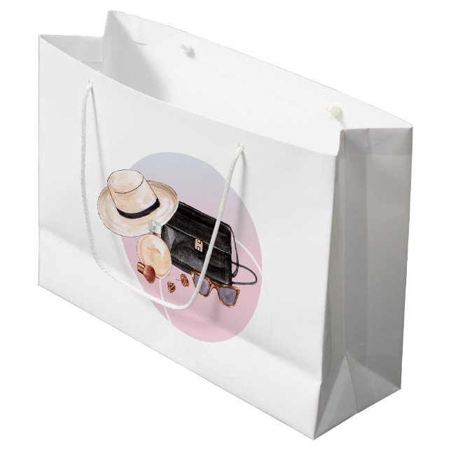 Sacola Para Presentes Grande Moda de Aquarela (Frente inclinada)