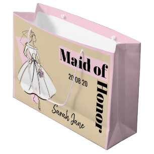 Sacola Para Presentes Grande Moda Madrinha de casamento neutra cor-de-rosa