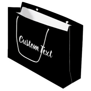 Sacola Para Presentes Grande Modelo de Texto Elegante de Script Branco em Preto