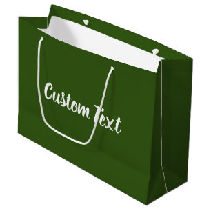 Sacola Para Presentes Grande Modelo de Texto Elegante Verde e Branco Escuro