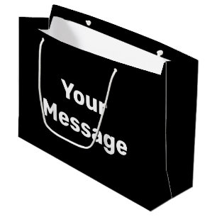 Sacola Para Presentes Grande Modelo de Texto Simples Preto e Branco
