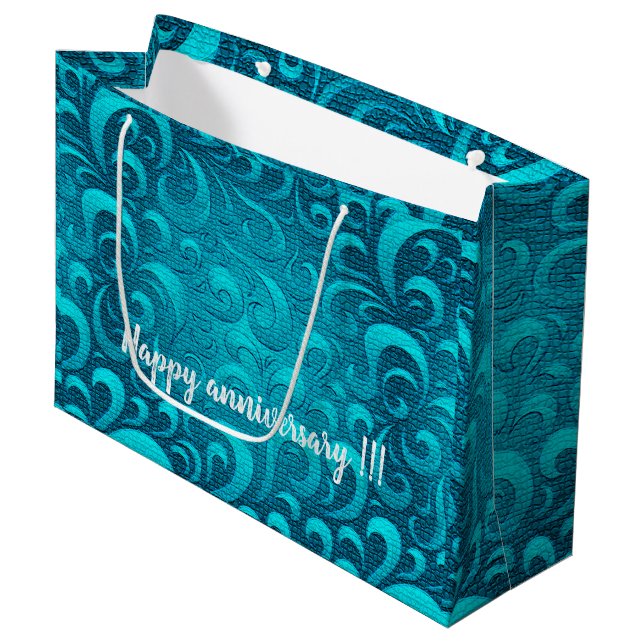 Sacola Para Presentes Grande Modern Aqua Blue Trendy (Frente inclinada)