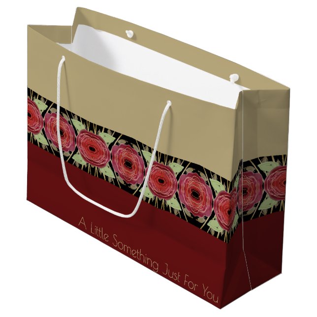 Sacola Para Presentes Grande Modern Burgundy Floral (Frente inclinada)