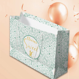 Sacola Para Presentes Grande Modern Chic Boho Floral Sweet 16 Festa de aniversá