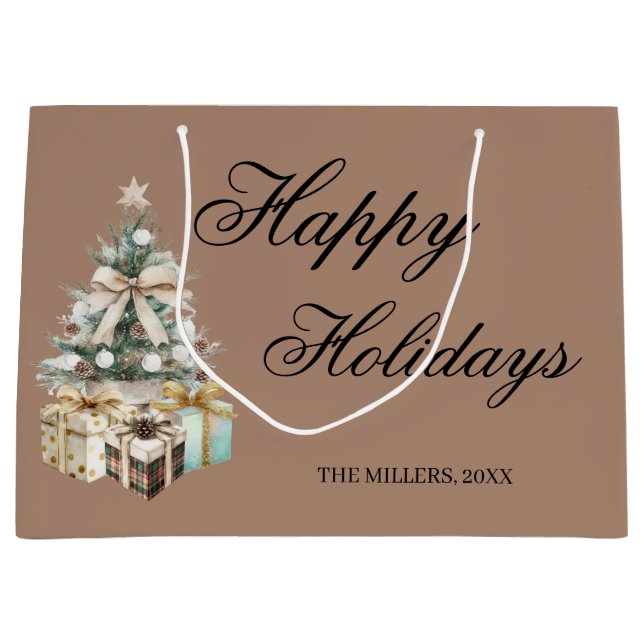 Sacola Para Presentes Grande Modern Christmas Tree Gift Bag (Frente)