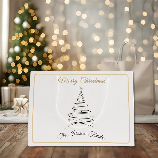 Sacola Para Presentes Grande Modern Elegant Minimal Christmas Tree  (Criador carregado)