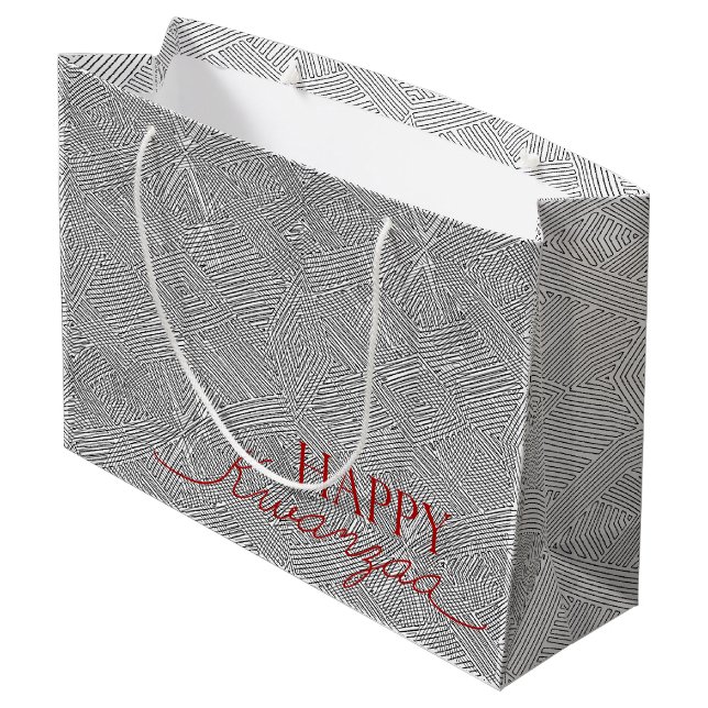 Sacola Para Presentes Grande Modern Happy Kwanzaa (Verso inclinado)