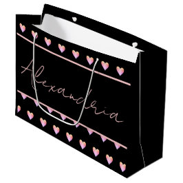 Sacola Para Presentes Grande Modern Personalized Black Heart