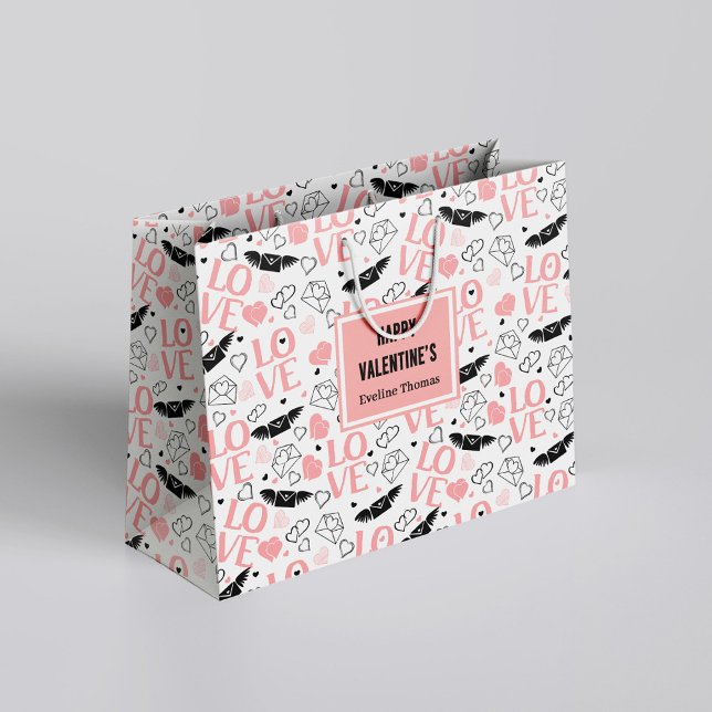 Sacola Para Presentes Grande Modern Wedding Heart Sketch Personalized Gift Bag (Modern Wedding Heart Sketch Personalized Gift Bag)