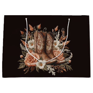 Sacola Para Presentes Grande Moderno Elegante País Ocidental - Flores