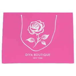 Sacola Para Presentes Grande Moderno Elegante Rosa Quente E Nome Personalizado 