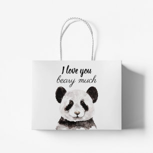 Sacola Para Presentes Grande Moderno Eu Amo Você Beber Um Panda Muito Preto E