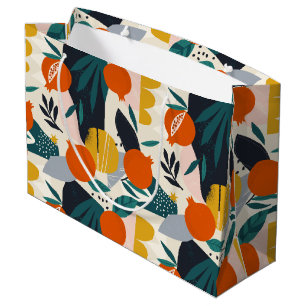 Sacola Para Presentes Grande Moderno Trendy Preppy Chic Apricot e Folhas