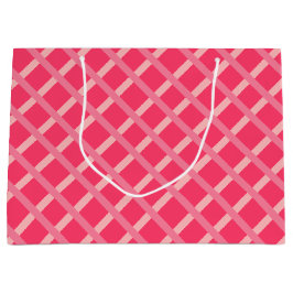 Sacola Para Presentes Grande Moderno - Vermelho Cor-de-Rosa Espicante Geométric