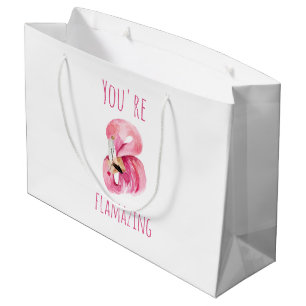 Sacola Para Presentes Grande Moderno Você É Flagrante Beleza Rosa Flamingo