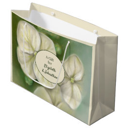 Sacola Para Presentes Grande Molho Pastel Branco Hydrangea Floral