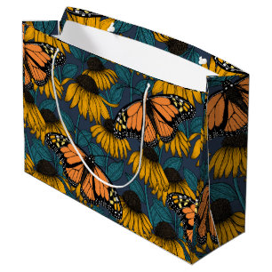 Sacola Para Presentes Grande Monarch butterfly on yellow coneflowers