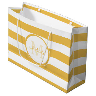 Sacola Para Presentes Grande Monograma Amarelo Rico Com Frescas Pares