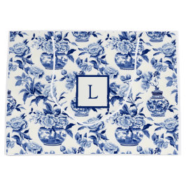 Sacola Para Presentes Grande Monograma Blue Chinoiserie