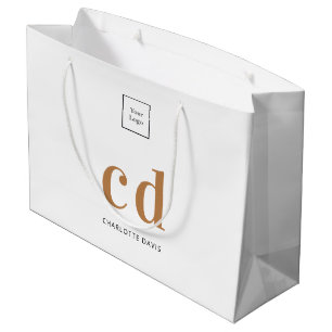 Sacola Para Presentes Grande Monograma branco de logotipo comprado