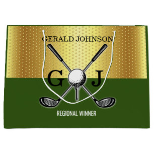 Sacola Para Presentes Grande Monograma de Golfe Elegante Minimalista Personaliz