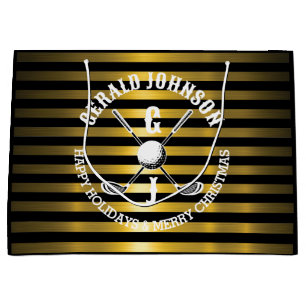 Sacola Para Presentes Grande Monograma de Golfe Elegante para Feriados