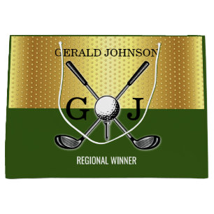 Sacola Para Presentes Grande Monograma de golfe elegante personalizado minimali