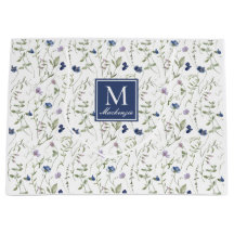 Monograma de Nome Aquarela Flor Silvestre Azul