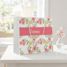 Sacola Para Presentes Grande Monograma de Nome Aquarela Flor Silvestre Rosa Ver