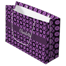 Sacola Para Presentes Grande Monograma de nome em círculo roxo moderno de meado