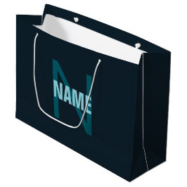 Sacola Para Presentes Grande Monograma de nome personalizável simples e negrito