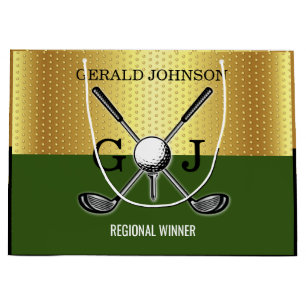 Sacola Para Presentes Grande Monograma Elegante de Golfe Personalizado Minimali