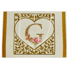 Sacola Para Presentes Grande Monograma Floral Personalizado, De A a Z