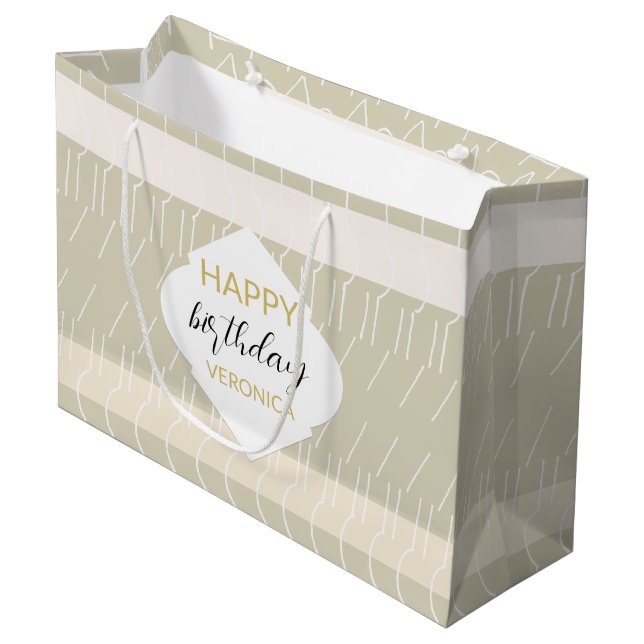 Sacola Para Presentes Grande Monograma Geométrico de Blush de Pastel Moderno (Frente inclinada)