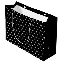 Sacola Para Presentes Grande Monograma Minimalista Preto e Branco