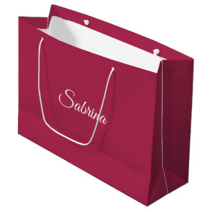 Sacola Para Presentes Grande Monograma minimalista rosa cereja