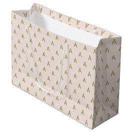 Sacola Para Presentes Grande Monograma Minimalista Rosa Soft