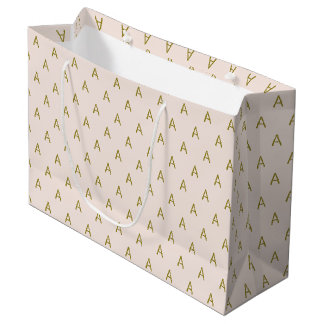 Sacola Para Presentes Grande Monograma Minimalista Rosa Soft