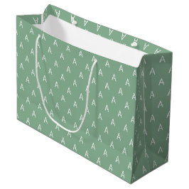 Sacola Para Presentes Grande Monograma Minimalista Verde Suave