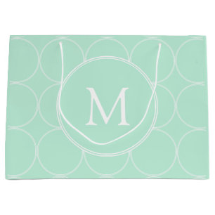 Sacola Para Presentes Grande Monograma Moderno de Cor Verde da Mint Elegante Tr