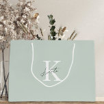 Sacola Para Presentes Grande Monograma Moderno Proposta de Bridesmaid Bag de Pr<br><div class="desc">Saco personalizado de casamento e presente de chá de panela com monograma clássico do estilo moderno com nome e inicial personalizados.</div>