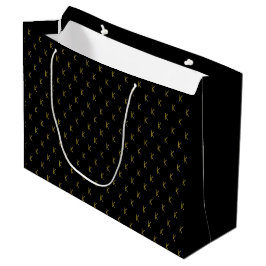 Sacola Para Presentes Grande Monograma Preto e Dourado Minimalista