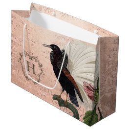 Sacola Para Presentes Grande Monograma rosa elegante