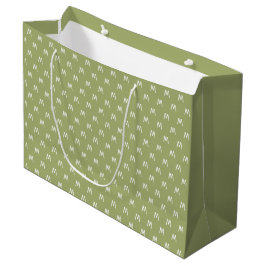 Sacola Para Presentes Grande Monograma Verde e Branco minimalista