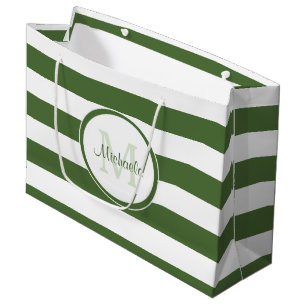 Sacola Para Presentes Grande Monograma Verde Profundo Com Gelado