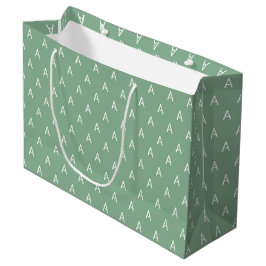 Sacola Para Presentes Grande Monograma verde suave minimalista
