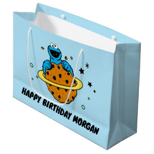 Sacola Para Presentes Grande Monstro de cookies Feliz Aniversário