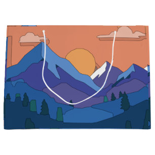 Sacola Para Presentes Grande Montanha Geométrica Sunset