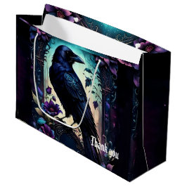 Sacola Para Presentes Grande Moonlit Raven | Suite de Noiva Floral Gótica.